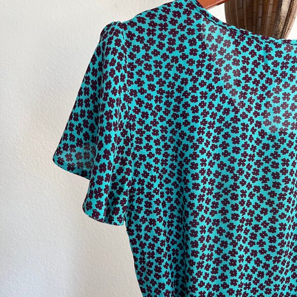 Band of Gypsies Women's Size M Teal/Black Martinique Floral Maxi Wrap Dress - Picture 11 of 14